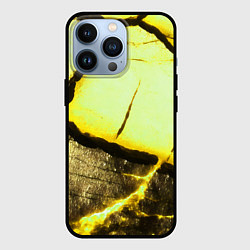 Чехол iPhone 13 Pro Трещины на абстрактном жёлтом фоне