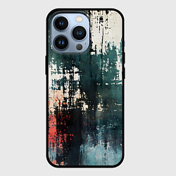 Чехол iPhone 13 Pro Чёрно-красная ржавчина на белом фоне