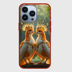 Чехол iPhone 13 Pro Влюбленные птички с коронами