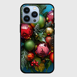 Чехол для iPhone 13 Pro Разноцветные новогодние шарики, цвет: 3D-черный