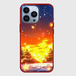 Чехол для iPhone 13 Pro Новогодний закат, цвет: 3D-красный