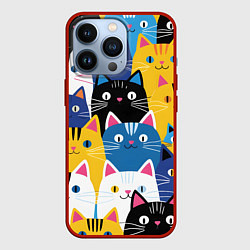 Чехол iPhone 13 Pro Много цветных котиков