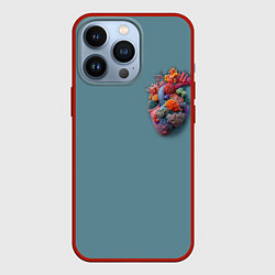 Чехол iPhone 13 Pro Яркое сердце из кораллов в морском стиле