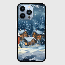 Чехол для iPhone 13 Pro Заснеженный предновогодний город, цвет: 3D-черный