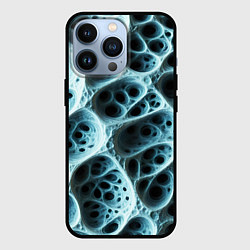 Чехол для iPhone 13 Pro Белая пористая структура, цвет: 3D-черный