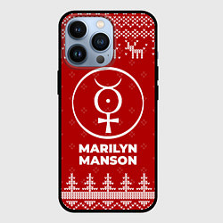 Чехол iPhone 13 Pro Новогодний Marilyn Manson с оленями