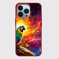 Чехол для iPhone 13 Pro Ара в космосе, цвет: 3D-красный