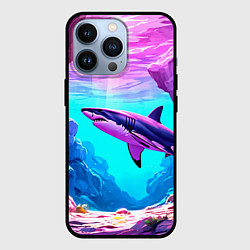 Чехол iPhone 13 Pro Акула в розовом сиянии