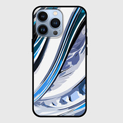 Чехол iPhone 13 Pro Волнистая бело-синяя абстракция