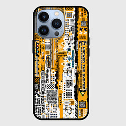 Чехол iPhone 13 Pro Cyberpunk pattern yellow