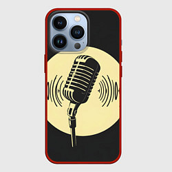 Чехол iPhone 13 Pro Микрофон на черном фоне