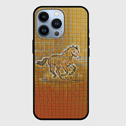 Чехол iPhone 13 Pro Конь на тетрадном листе
