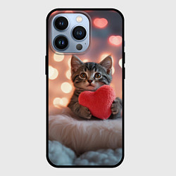 Чехол iPhone 13 Pro Котенок поздравляет с днем святого Валентина