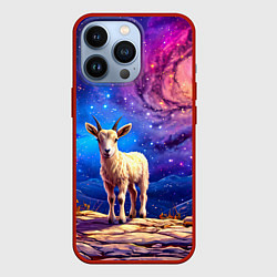 Чехол для iPhone 13 Pro Козлик на звездом небе, цвет: 3D-красный