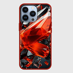 Чехол iPhone 13 Pro Красные алмазы и черные камни