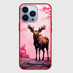 Чехол iPhone 13 Pro Лось в розовом лесу