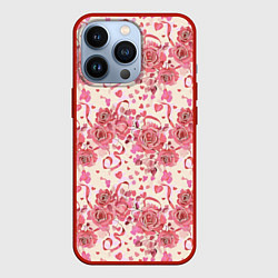 Чехол iPhone 13 Pro Букеты роз с сердечками
