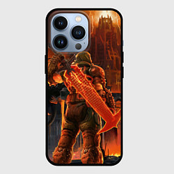 Чехол iPhone 13 Pro Doom slayer and tower Doom