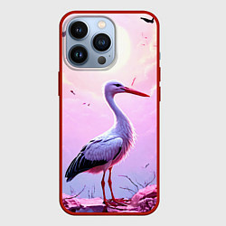 Чехол iPhone 13 Pro Аист в розовых облаках