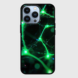 Чехол для iPhone 13 Pro Зеленый нейроны, цвет: 3D-черный