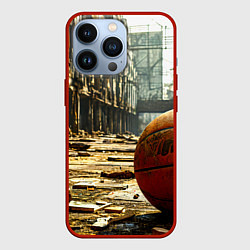 Чехол iPhone 13 Pro Баскетбольный мяч и город постапокалипсиса