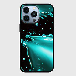 Чехол для iPhone 13 Pro Разрыв голубой краски, цвет: 3D-черный