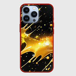 Чехол для iPhone 13 Pro Оранжевая краска на черном, цвет: 3D-красный