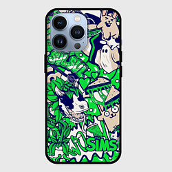 Чехол для iPhone 13 Pro The Sims стикеры, цвет: 3D-черный
