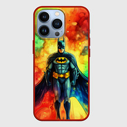 Чехол для iPhone 13 Pro Бэтмен красочный взрыв, цвет: 3D-красный