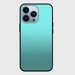 Чехол iPhone 13 Pro Градиент текстура с точками голубой
