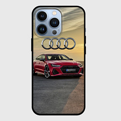 Чехол для iPhone 13 Pro Audi RS 7 на закате солнца, цвет: 3D-черный