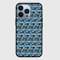 Чехол iPhone 13 Pro Киберпанк шестиугольники синие