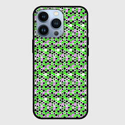 Чехол iPhone 13 Pro Киберпанк шестиугольники зелёные