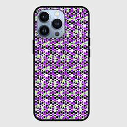 Чехол iPhone 13 Pro Киберпанк шестиугольники фиолетовые