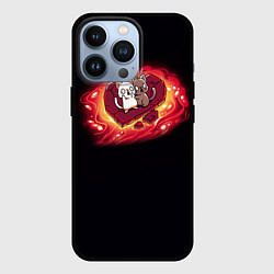 Чехол для iPhone 13 Pro Котики на раскаленном сердце, цвет: 3D-черный