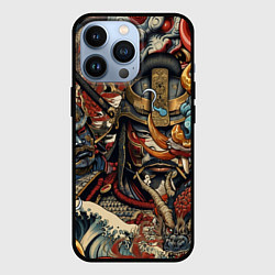 Чехол iPhone 13 Pro Дракон и самурай в стиле татуировки ирезуми