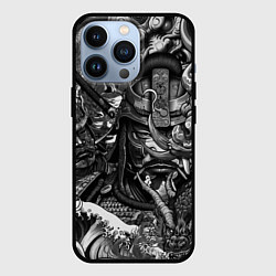 Чехол iPhone 13 Pro Самурай и дракон в стиле татуировки ирезуми
