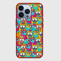 Чехол iPhone 13 Pro Разноцветные совы мультяшные