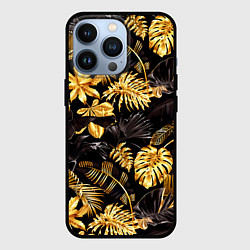 Чехол для iPhone 13 Pro Золотые тропики, цвет: 3D-черный