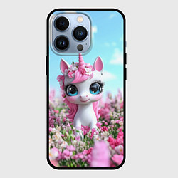Чехол iPhone 13 Pro Единорожка в цветочках