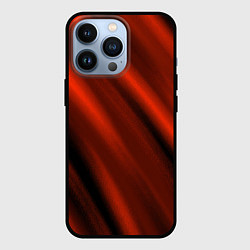 Чехол для iPhone 13 Pro Красно-оранжевый полосы текстурные с затемнением, цвет: 3D-черный