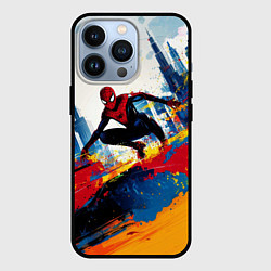 Чехол iPhone 13 Pro Человек - паук и пролитая краска