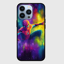 Чехол iPhone 13 Pro Человек - паук радужные краски