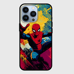 Чехол iPhone 13 Pro Человек паук висит на паутине