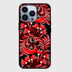 Чехол iPhone 13 Pro Хохлома - красная роспись