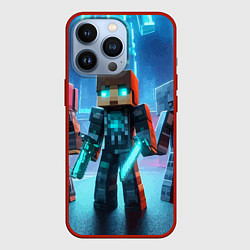 Чехол iPhone 13 Pro Minecraft - ai art neon glow