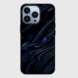 Чехол iPhone 13 Pro Чёрно-синий абстракция линии