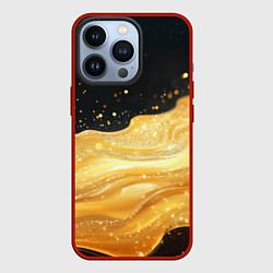 Чехол iPhone 13 Pro Золотистая материя на черном фоне