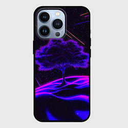 Чехол iPhone 13 Pro Дерево и звездопад неоновый космос