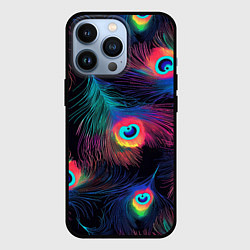 Чехол iPhone 13 Pro Павлиньи перья - разные оттенки